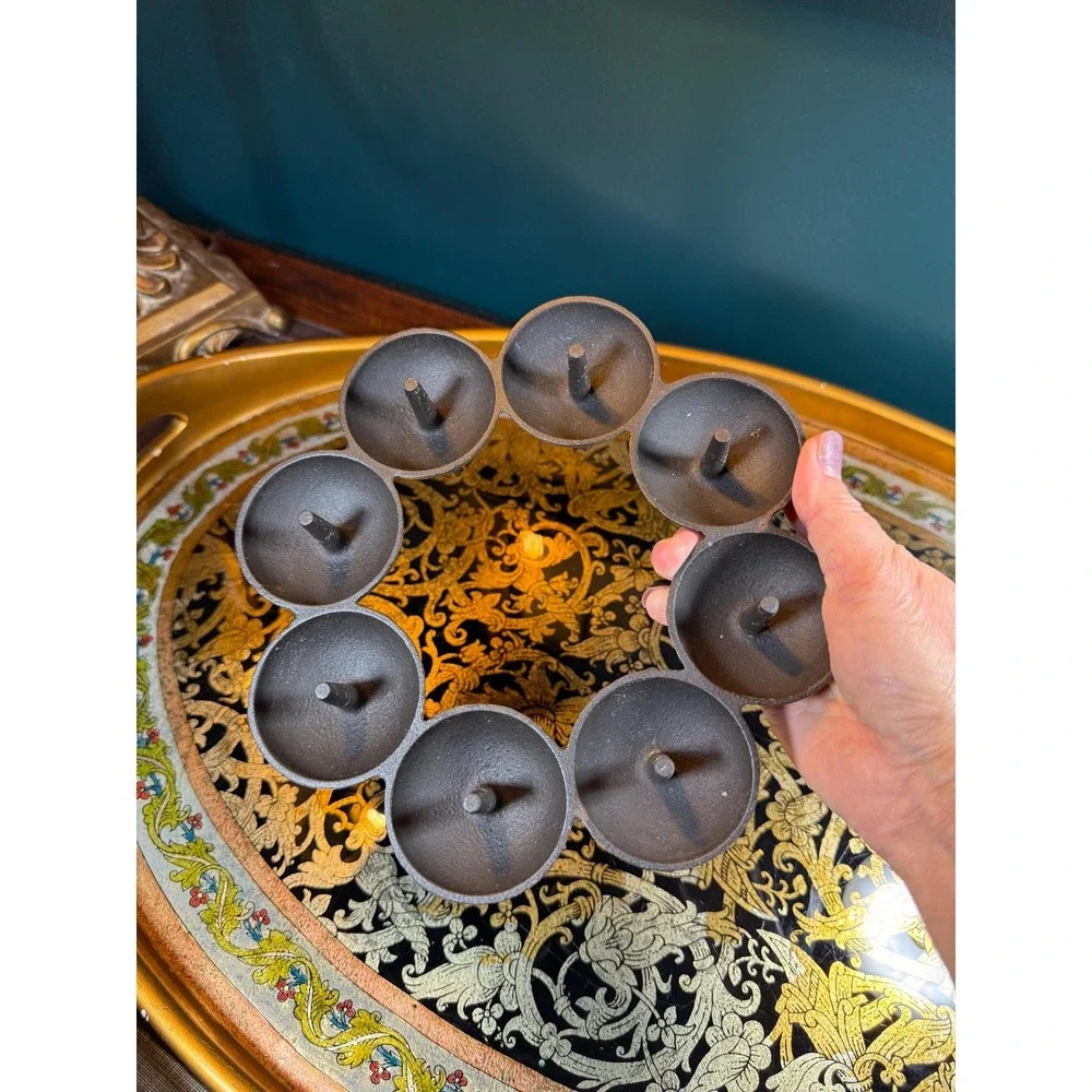 Dansk Designs Denmark Cast‎ Iron Candle Ring by Jens Quistgaard, 8-Light Holder